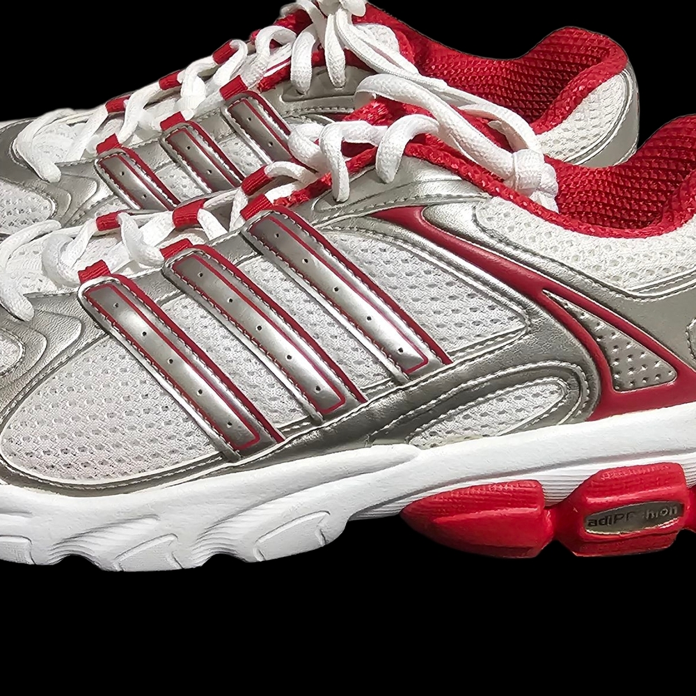 Adidas Red and Silver Sneakers